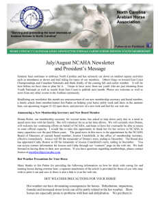 July August Newsletter - North Carolina Arabian Horse