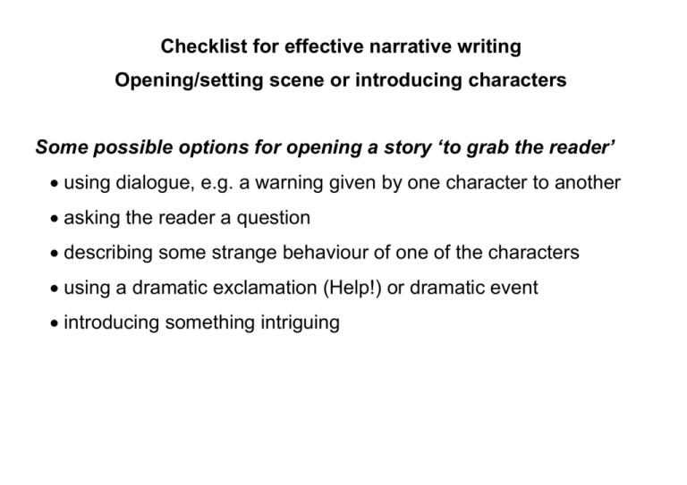 narrative essay checklist pdf