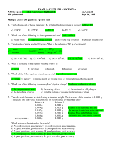 EXAM 1 – CHEM 1211 – SECTION A