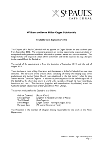 William and Irene Miller Organ Scholarship Available from