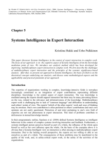 Systems Intelligence in Expert Interaction