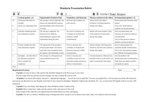 Rubric for Mandarin Oral presentation