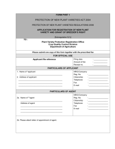 FORM PVBT 1 - Plant Variety Protection Malaysia