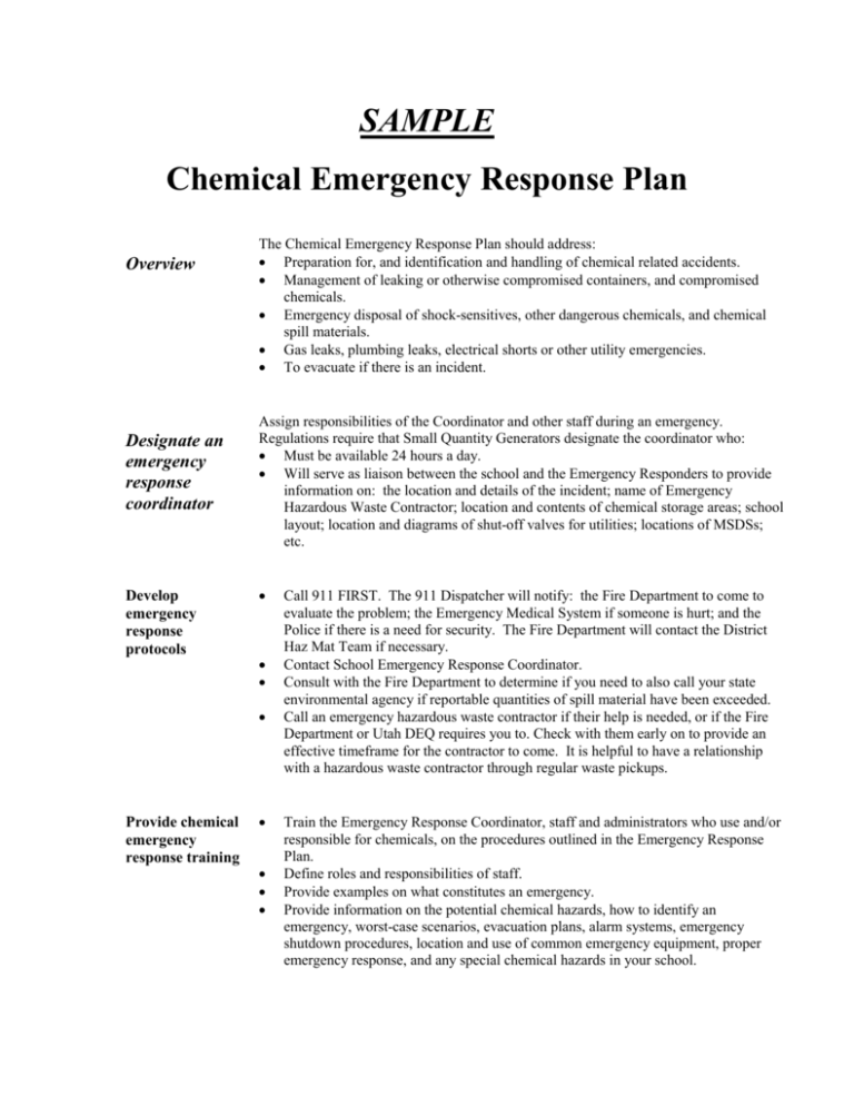 Water System Emergency Response Plan Template