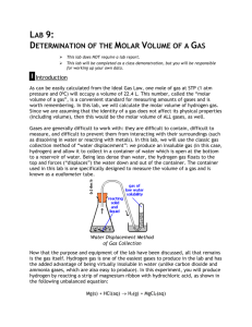 Determination of the Molar Volume of a Gas - Tri