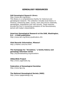 GENEALOGY RESOURCES - Missouri State Society Daughters of