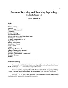 Teaching of Psychology Books – Categories