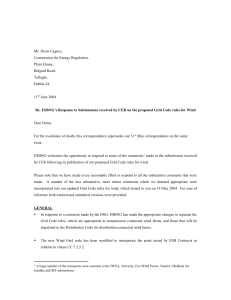 Letter from ESBNG - Commission for Energy Regulation