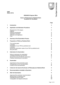 PhD by Published Work Examination Guidelines