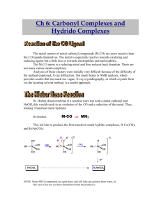 Ch 6: Carbonyl Complexes and Hydrido Complexes