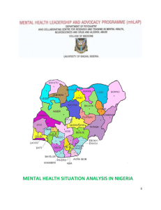 MENTAL HEALTH SITUATION ANALYSIS IN NIGERIA 2012