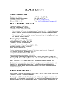 resume: stanley d - College of Business Administration