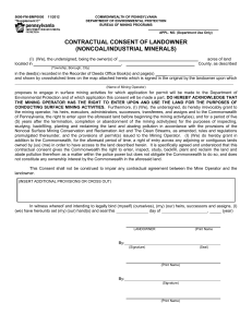 Contractual Consent of Landowner (Noncoal