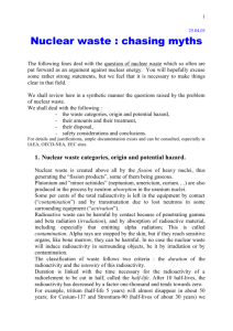 1 25.04.03 Nuclear waste : chasing myths The following lines deal