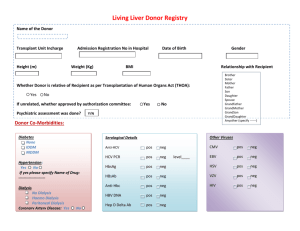 Living Liver Donor Registry Baseline Tests: Procoagulant Screen