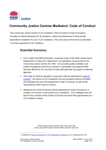 Mediators` Code of Conduct - Community Justice Centres