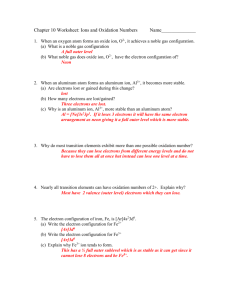 Chapter 10 Worksheet: Ions and Oxidation Numbers