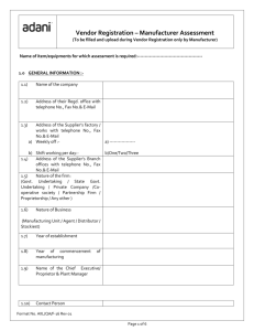 Manufacturer Assessment Form