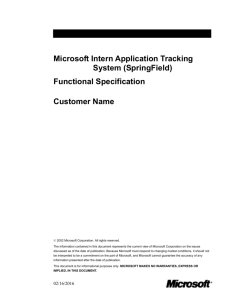 Functional Specification Executive Summary