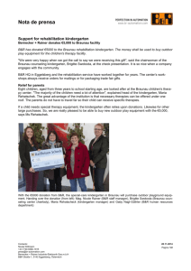 Nota de prensa Support for rehabilitation kindergarten Bernecker +