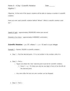Notes 5 – 3 Scientific Notation and Significant Digits