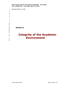 Section 6: Integrity of the Academic Environment