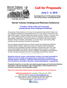 Call for Proposals - Harriet Tubman Underground Railroad