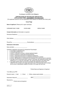 Assessment Psychologist Application Form