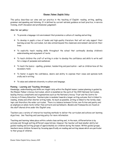 Eleanor Palmer English Policy - Eleanor Palmer Primary School