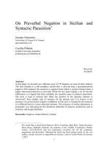On Preverbal Negation in Sicilian and Syntactic Parasitism