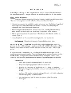 Laboratory 7: PCR and Ligation Reaction