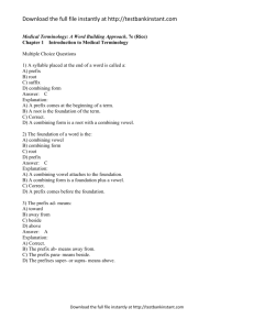 Sample of Test Bank for Medical Terminology A