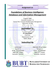 Assignment on Foundations of Business Intelligence: Databases