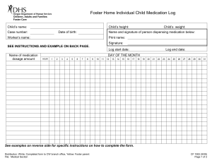 Foster Home Individual Child Medication Log