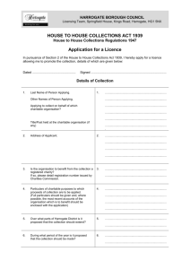 House-to-House charitable collection permit application form