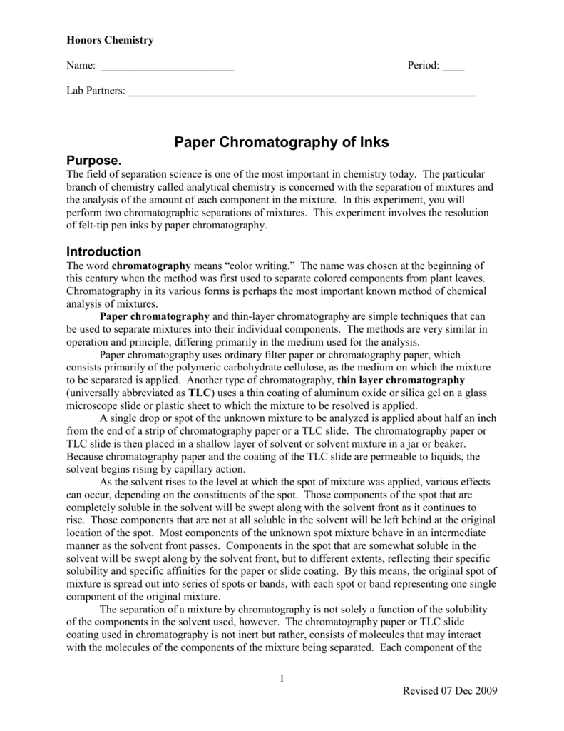 Paper Chromatography Of Inks - 