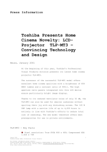 Press Information Toshiba Presents Home Cinema Novelty: LCD