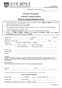 FTP Lifelong Learning Seminar Reflective Journal Submission Form