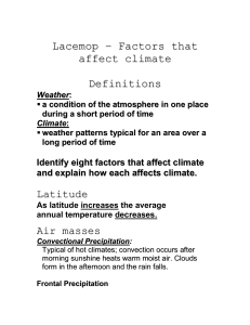 Lacemop – Factors that affect climate