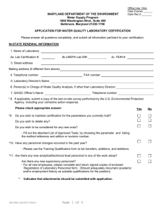 application for water quality laboratory certification