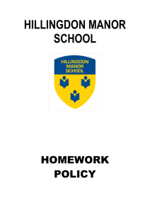Homework policy - Hillingdon Manor School