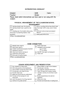 Student Intervention Checklist