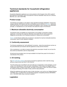 Technical standards for household refrigeration appliances