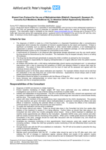 Shared Care Protocol for the use of Methylphenidate