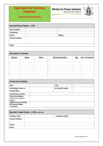 Notification and Payment for MPI Veterinary Inspection form