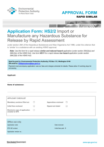 Application Form: HS2/2 Import or Manufacture any Hazardous