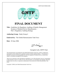 GHTF SG4 Auditing of QMS of Medical Device Manufacturers
