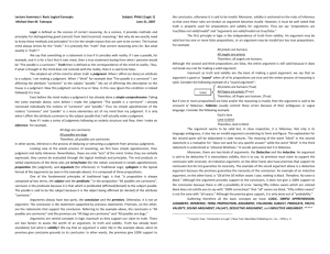 Lecture Summary I: Basic Logical Concepts