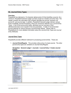 Journal Entry Types - Sonoma State University