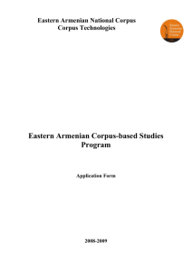 Eastern Armenian National Corpus Corpus Technologies Eastern